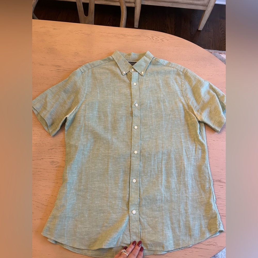 Charles Tyrwhitt Green Men's Shirt Short Sleeved - Picture 3 of 5